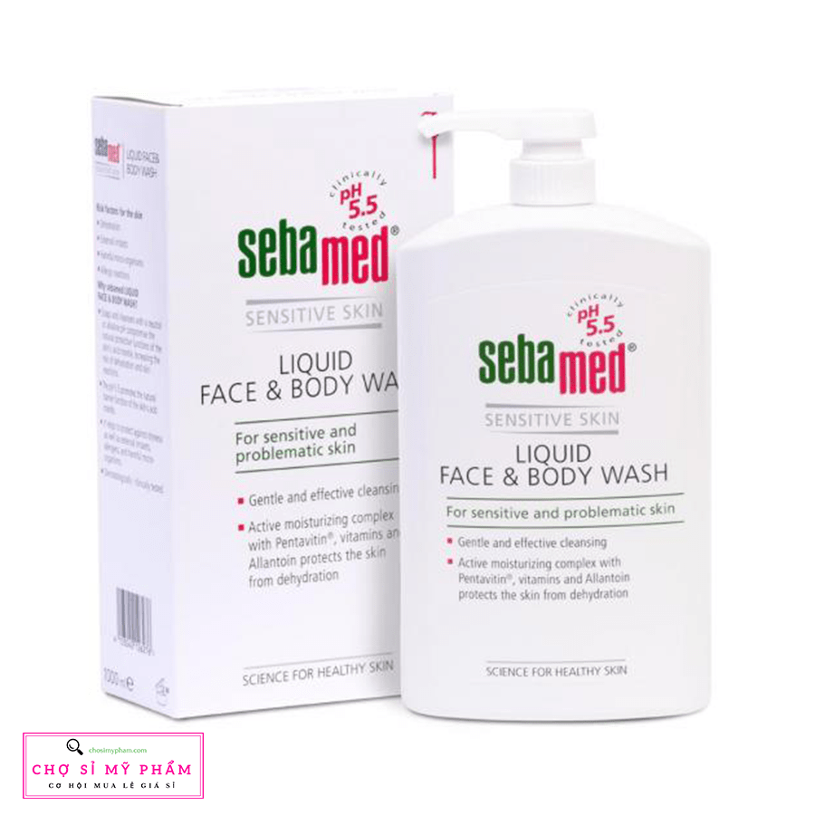 Sữa rửa mặt và tắm toàn thân cho da nhạy cảm Sebamed pH5.5 Liquid Face Body Wash 1000ml