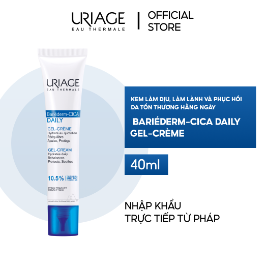 Kem Uriage Bariederm Cica Daily Gel Creme 40ml - làm lành, làm dịu và phục hồi da tổn thương hàng ngày.