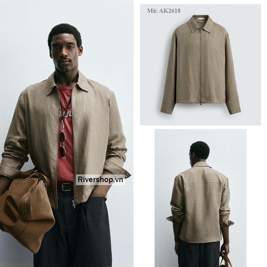 AK2618 - Z.RA ÁO KHOÁC DÁNG SƠ MI 100% VẢI LINEN