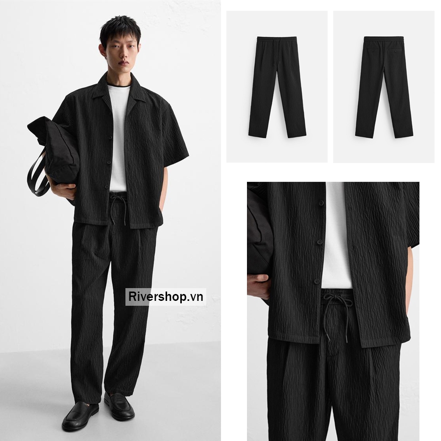 QD2501 - Z.RA QUẦN HOA VĂN NỔI DÁNG RELAXED FIT