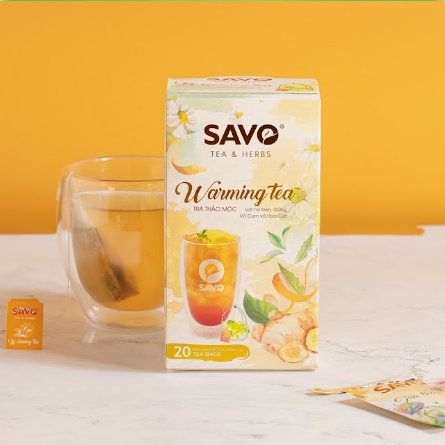 Trà SAVO Warming Tea - Trà Túi Lọc Thảo Mộc (Hương vị Gừng, Vỏ Cam và Hoa Cúc)