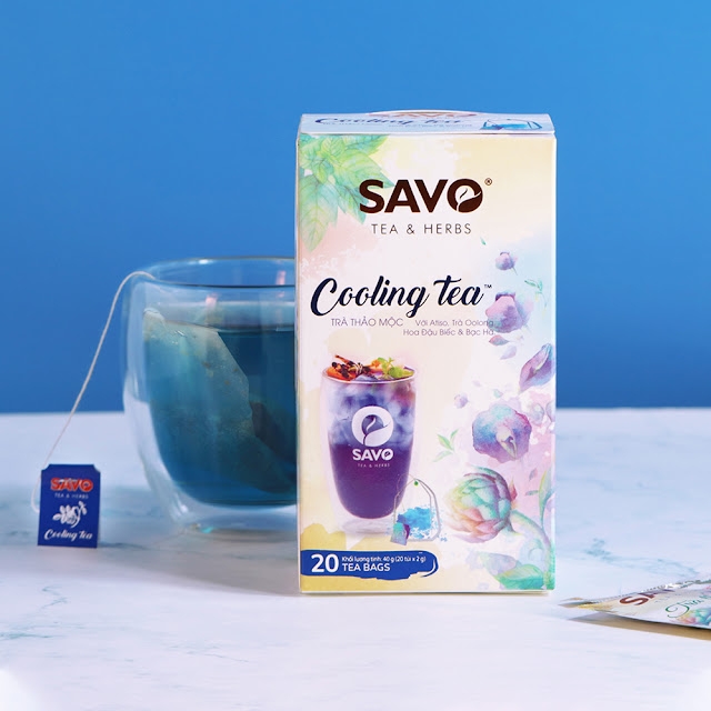 Trà SAVO Cooling Tea - Trà Túi LỌc Thảo Mộc (Hương vị Atiso, Hoa Đậu Biếc và Bạc Hà)