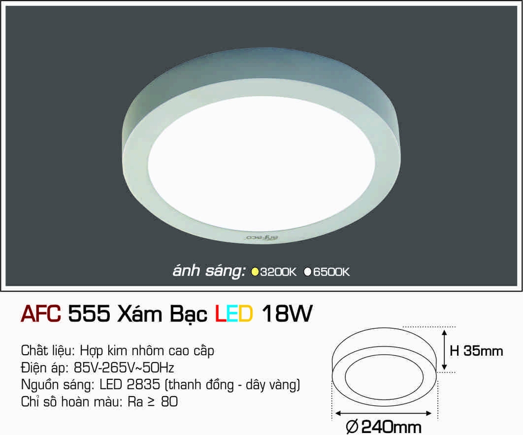 AFC 555 XÁM BẠC LED