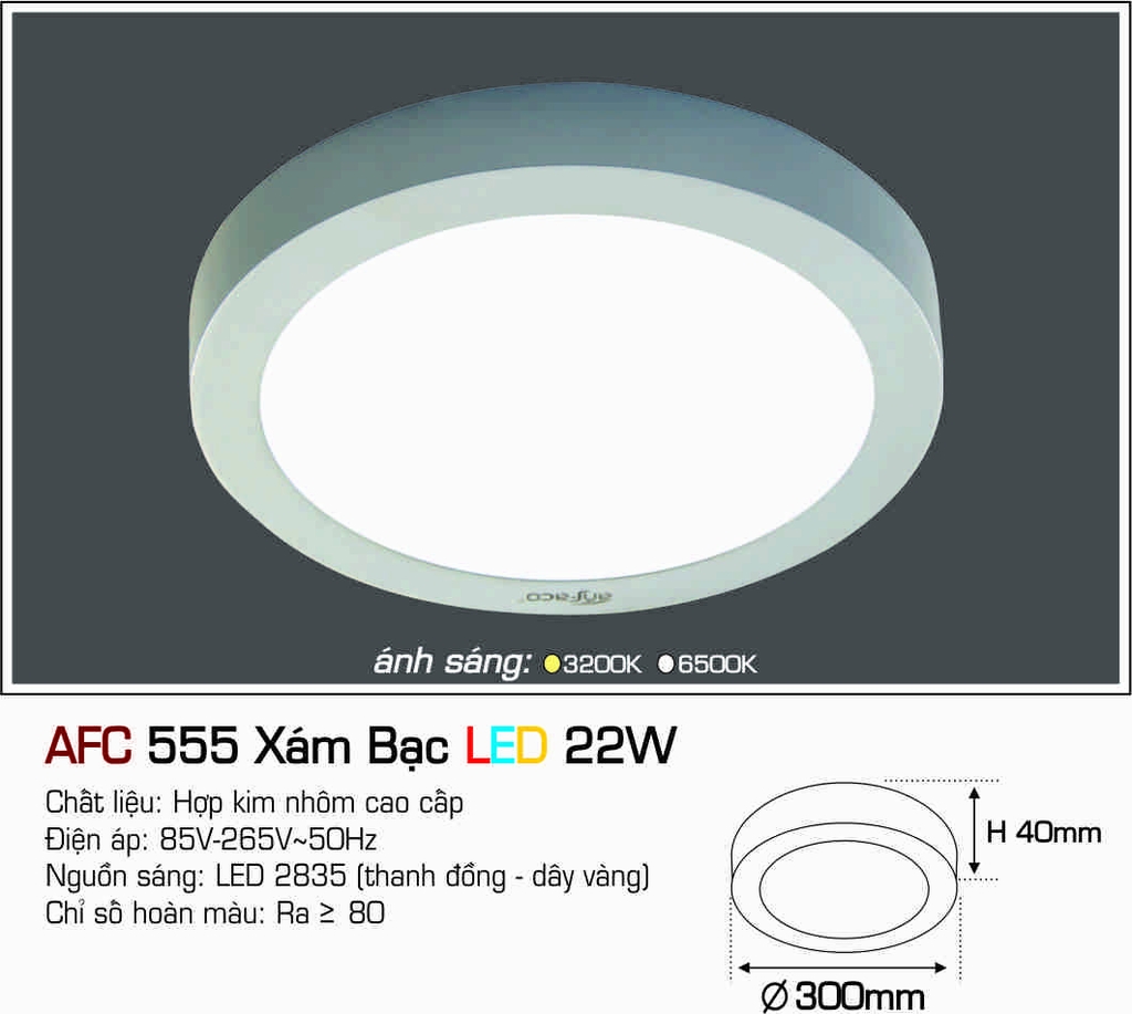 AFC 555 XÁM BẠC LED