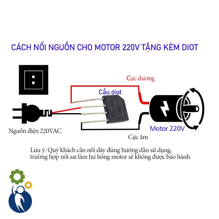 Motor Giảm Tốc 220V 300W 55rpm Mô Men Xoắn 200kg.cm Tặng Kèm Diot