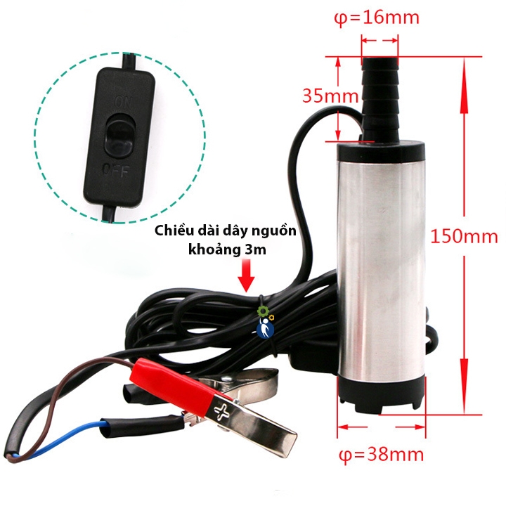 Máy Bơm Chìm Bơm Dầu Bơm Nước Mini Phi 38mm
