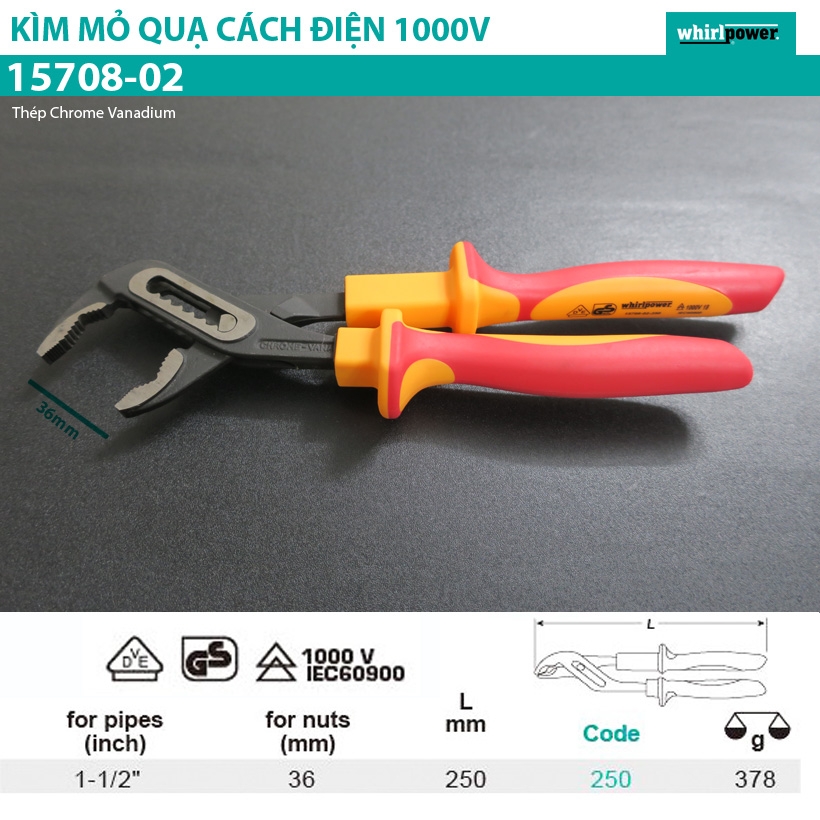 kiềm mỏ quạ cách điện Whirlpower 15708-02-250