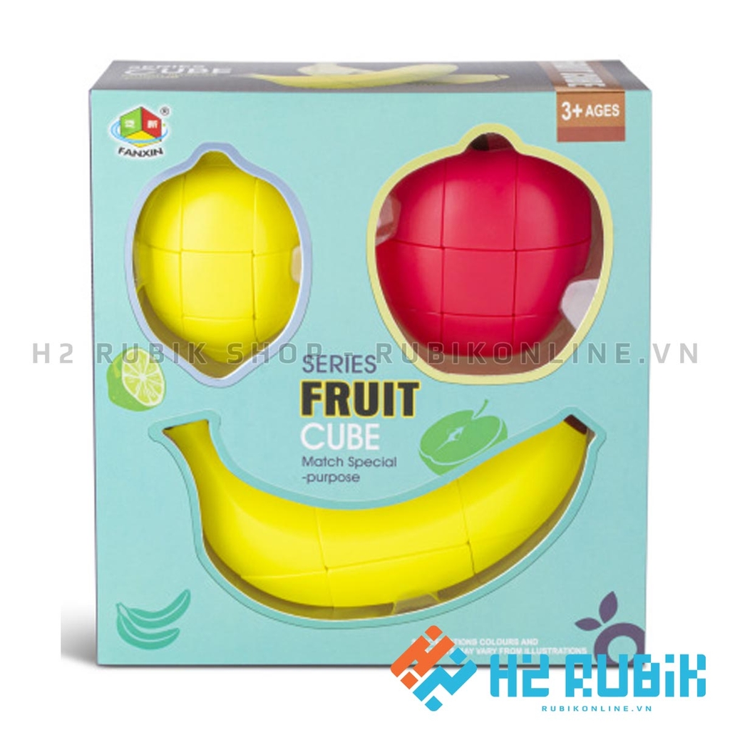 Bộ rubik hoa quả 3 loại chanh, táo, chuối Fanxin Fruit Cube 3x3