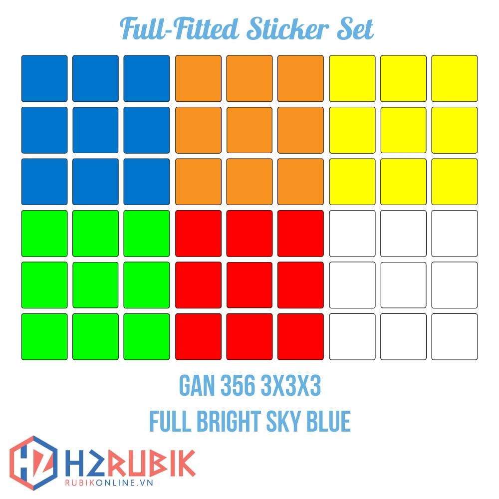 Gan 3x3 Full Fitted Sticker Set - Giấy dán rubik Gan 3x3 Tràn Viền