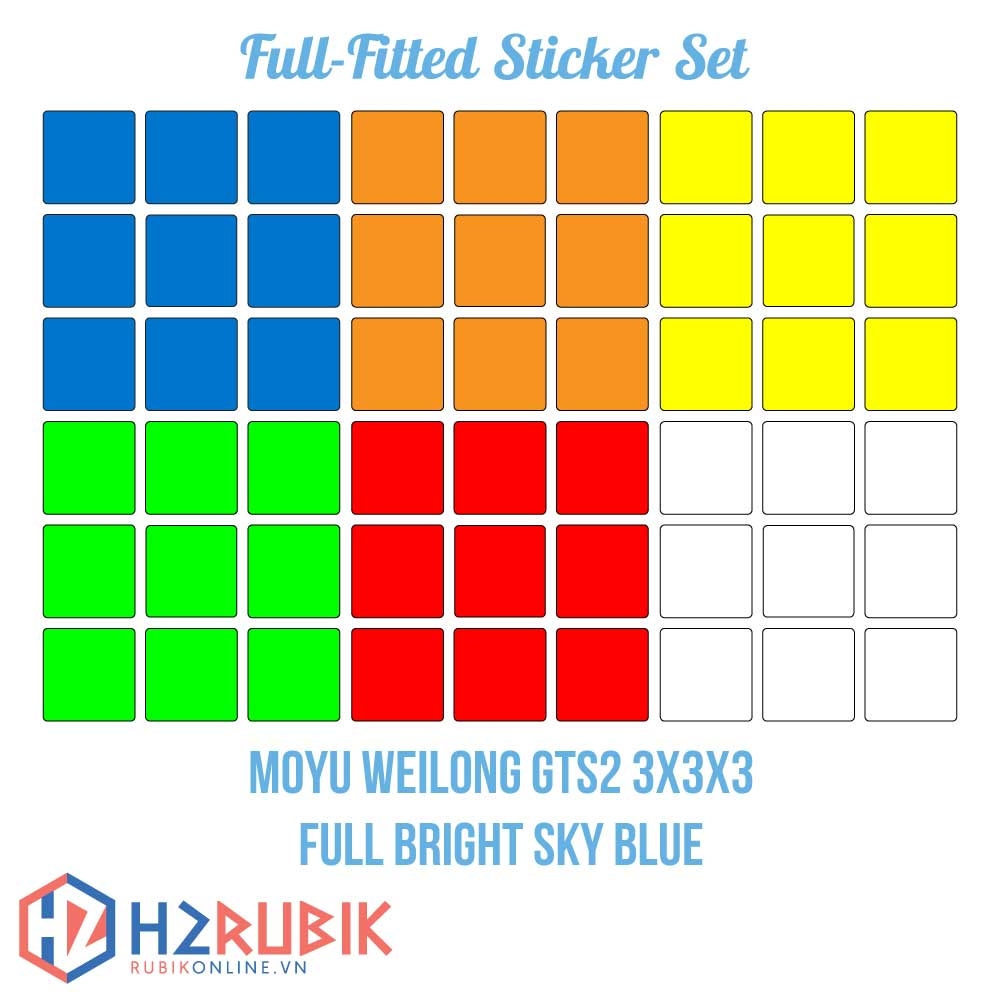 Weilong GTS2 Full Fitted Sticker Set - Giấy dán rubik 3x3 tràn viền GTS2