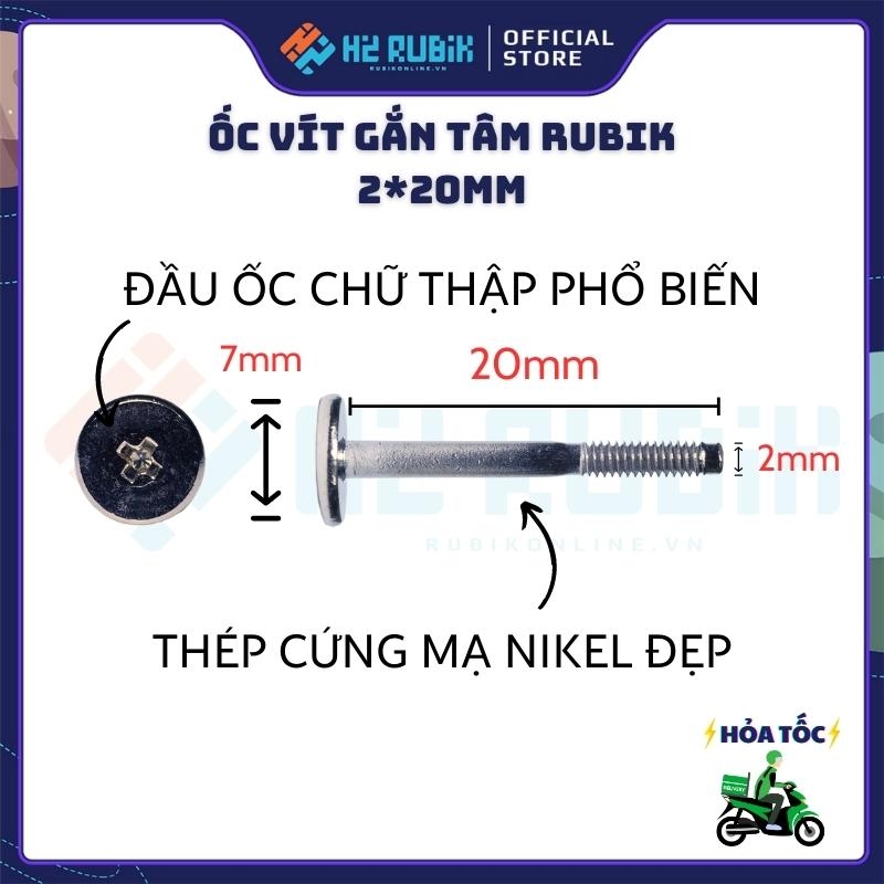 Ốc vít gắn Rubik 2x20mm Mũ 7mm tháp mạ nikel đẹp (1 chiếc)