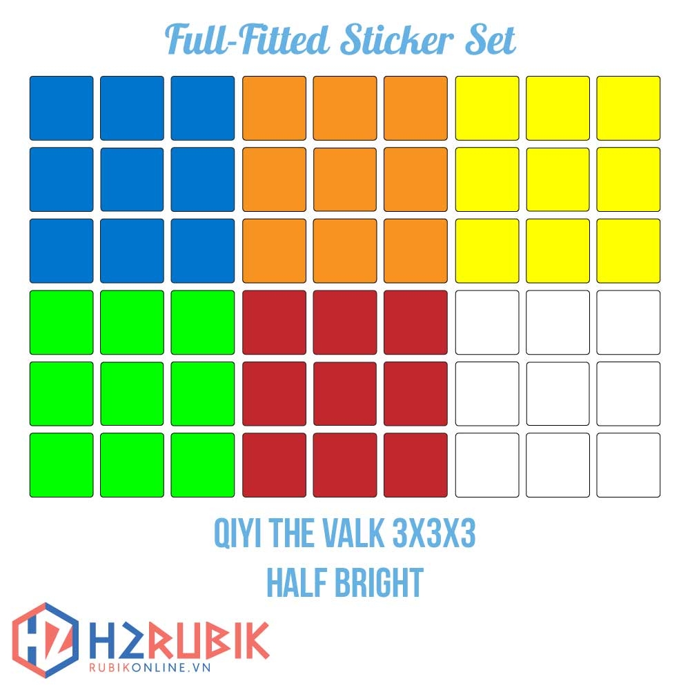 Valk 3, Valk 3 Power Full Fitted Sticker Set - Giấy dán rubik tràn viền 3x3 Valk