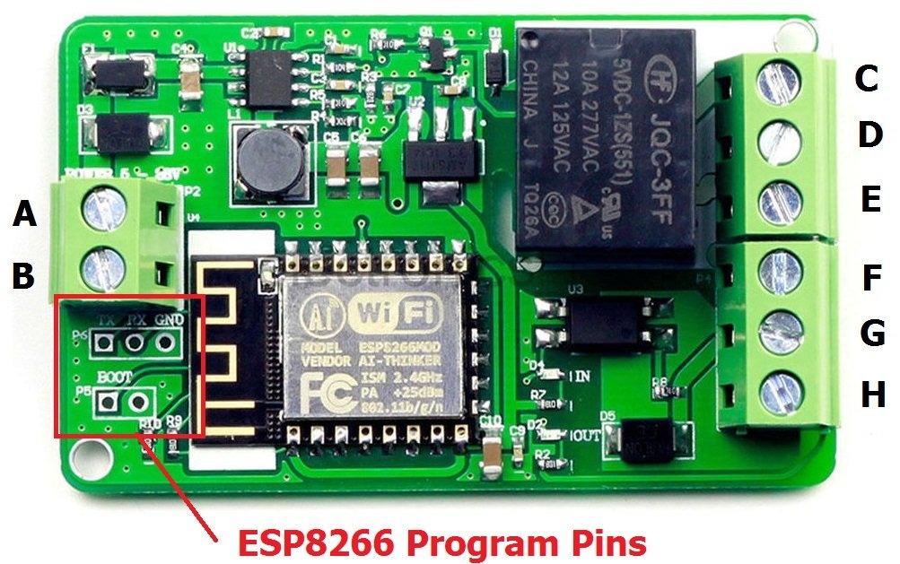 Mạch Điều Khiển Wifi Relay ESP8266 V12