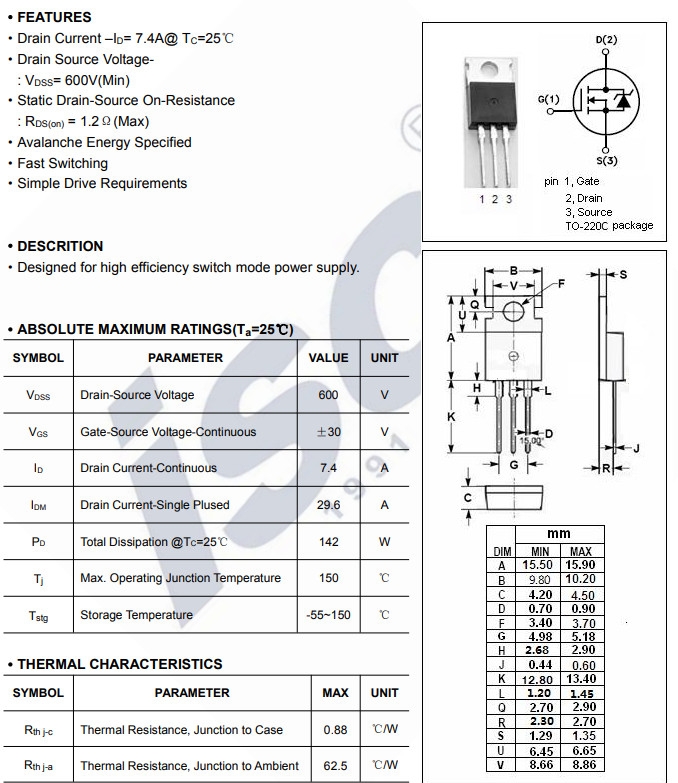 Linh kiện 7N60 DIP TO-220