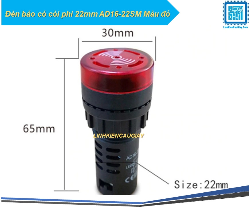 Đèn báo có còi phi 22mm AD16-22SM Màu đỏ