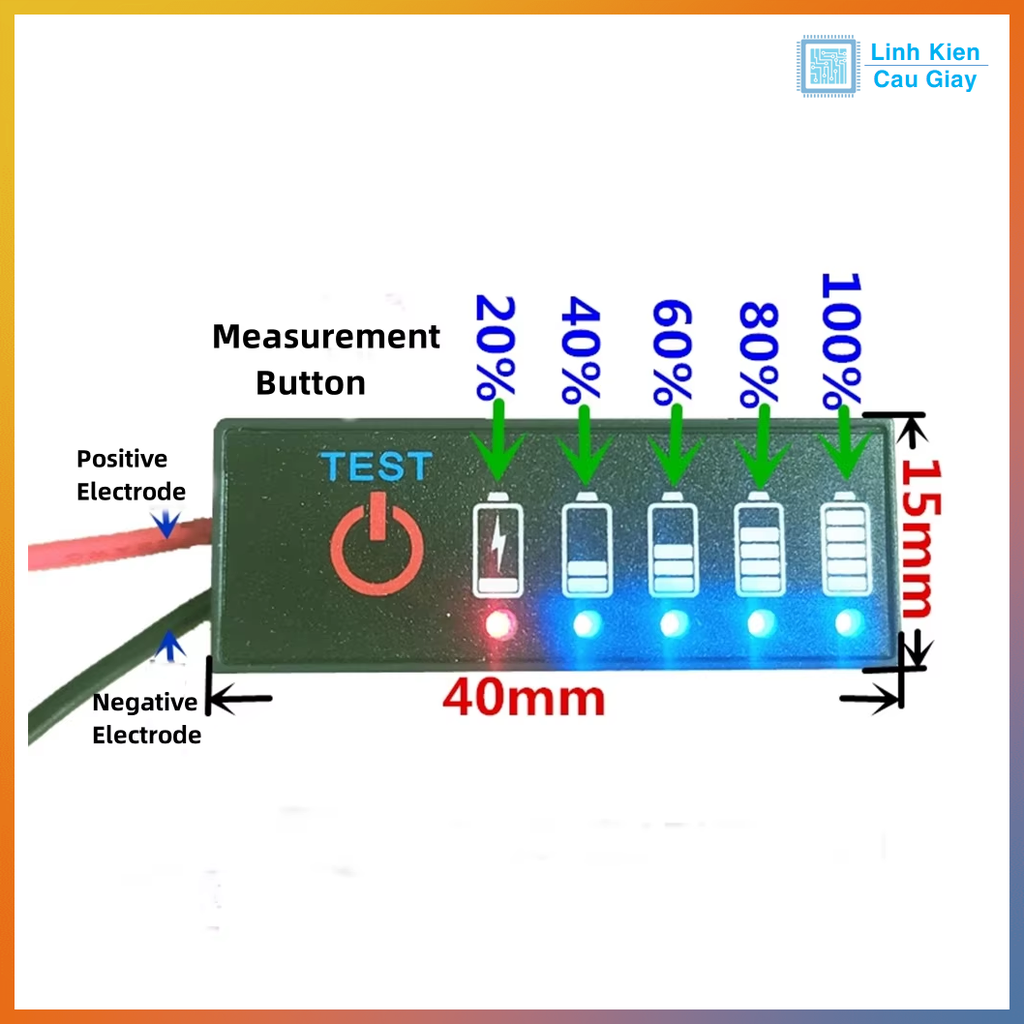 Bảng đèn báo hiệu dung lượng pin Lipo, lithium Vs2