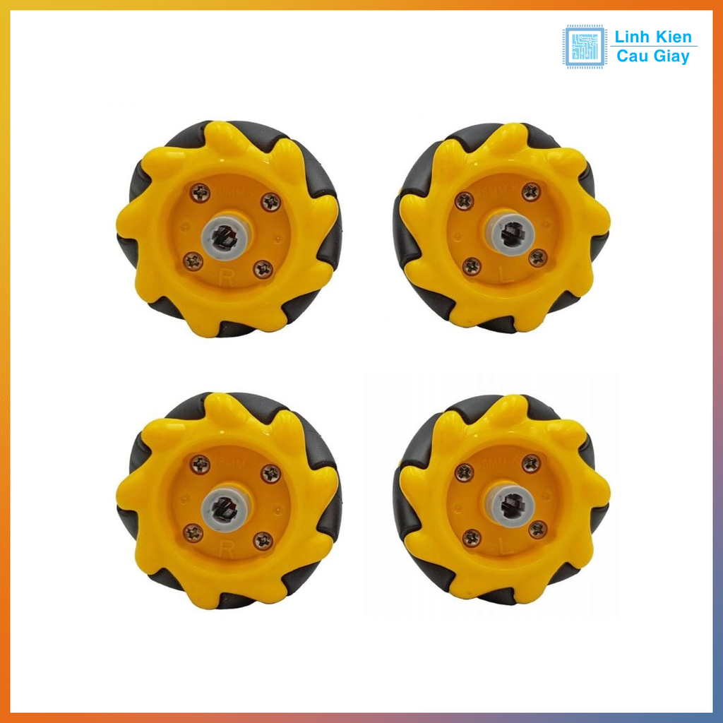 Bánh xe mecanum đa hướng 48mm (1 bộ gồm 4 bánh không kèm chốt bánh xe)