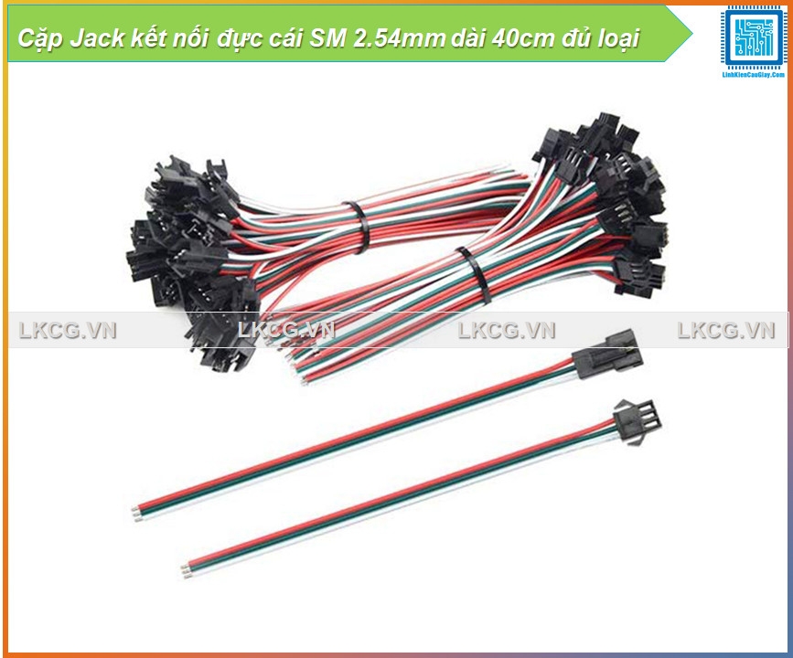 Cặp Jack kết nối đực cái SM 2.54mm dài 40cm đủ loại