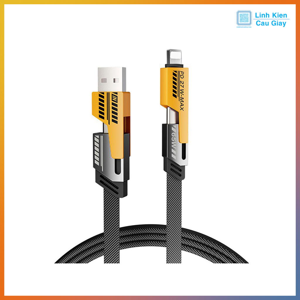 Cáp sạc nhanh 4 trong 1 chuẩn 65W Androi và 27W IP siêu bền bảo hành 6 tháng