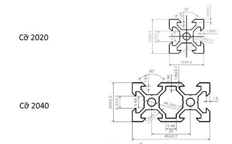 Nhôm định hình 2020, 2040 (50 cm)