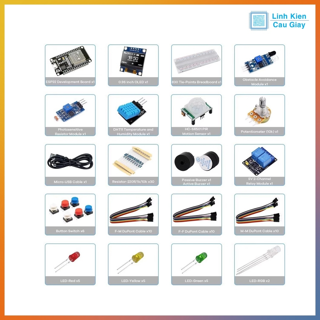 Combo Bộ KIT học tập nhúng IOT ESP 32S