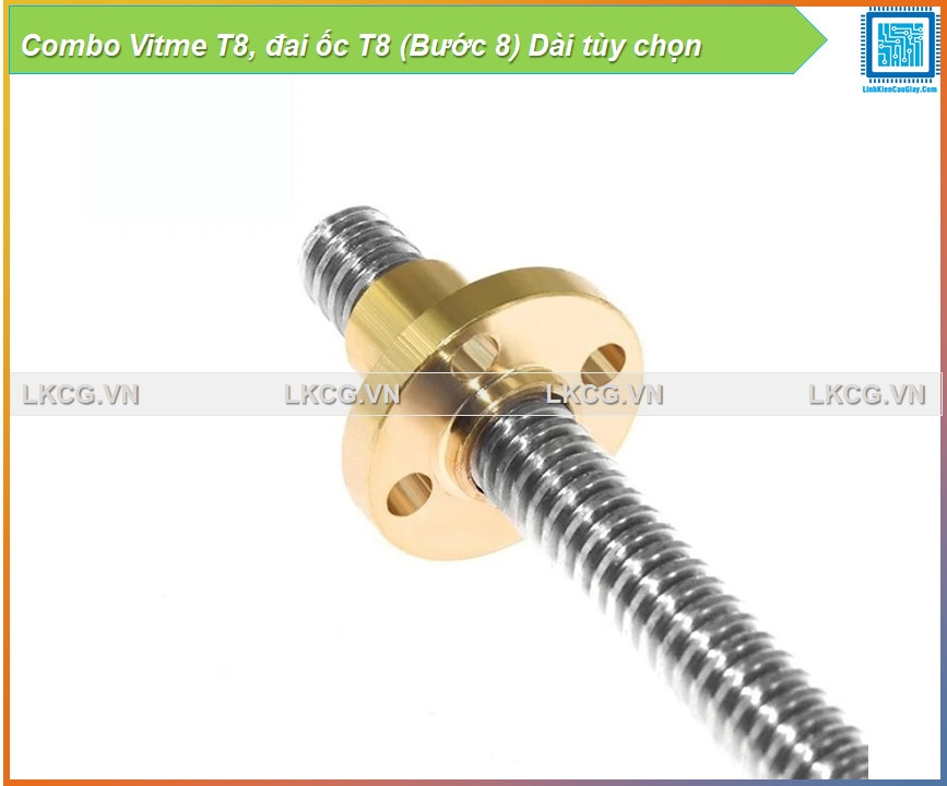 Combo Vitme T8, đai ốc T8 (Bước 8) Dài tùy chọn