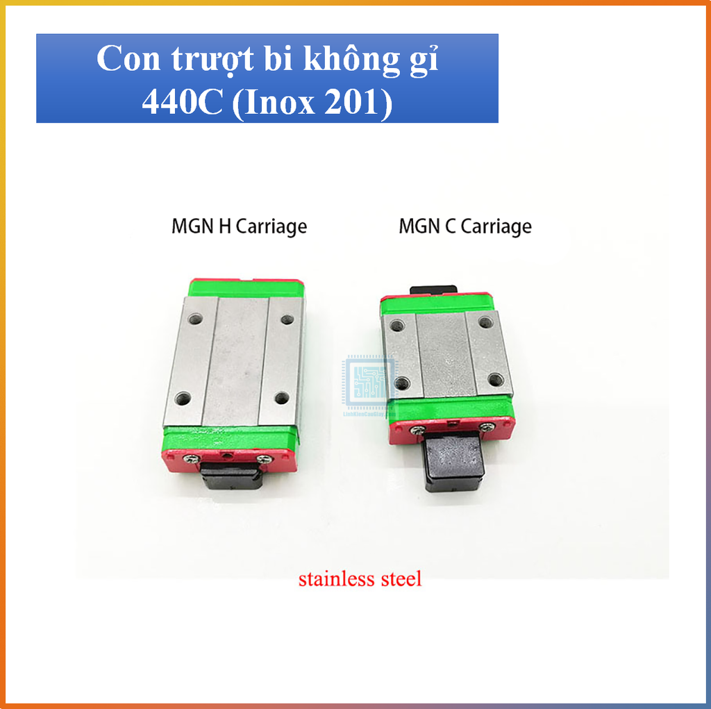 Con trượt thép không gỉ tiêu chuẩn HIWIN MGN7, MGN9, MGN12, MGN15