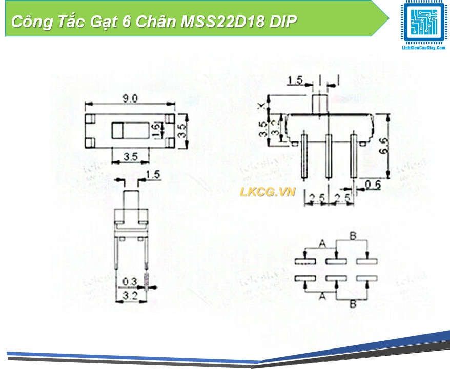 Công Tắc Gạt 6 Chân MSS22D18 DIP