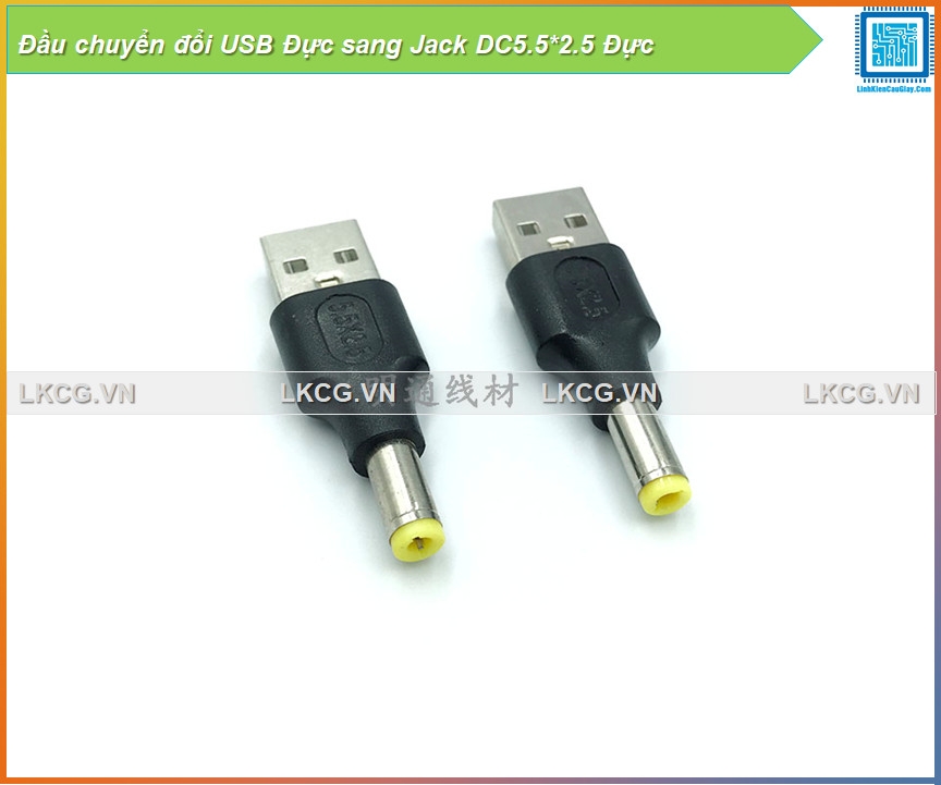 Đầu chuyển đổi USB Đực sang Jack DC5.5*2.5 Đực