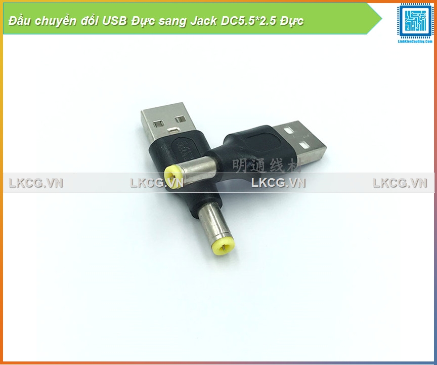 Đầu chuyển đổi USB Đực sang Jack DC5.5*2.5 Đực