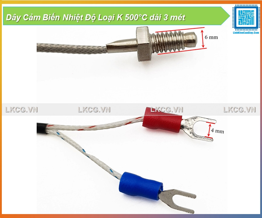 Dây Cảm Biến Nhiệt Độ Loại K 500°C dài 1.5 mét