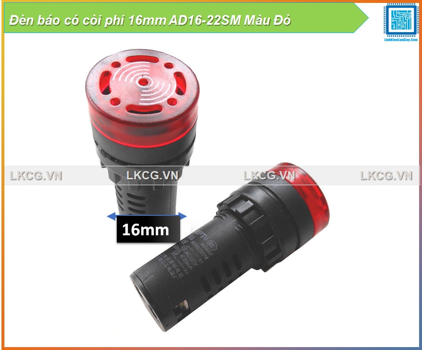 Đèn báo có còi phi 16mm AD16-22SM Màu Đỏ