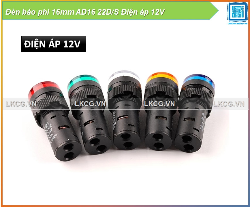 Đèn báo phi 16mm AD16 22D/S Điện áp 12V