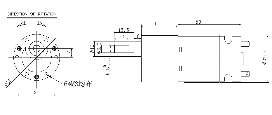 Động Cơ Giảm Tốc DC JGB37-545 24VDC