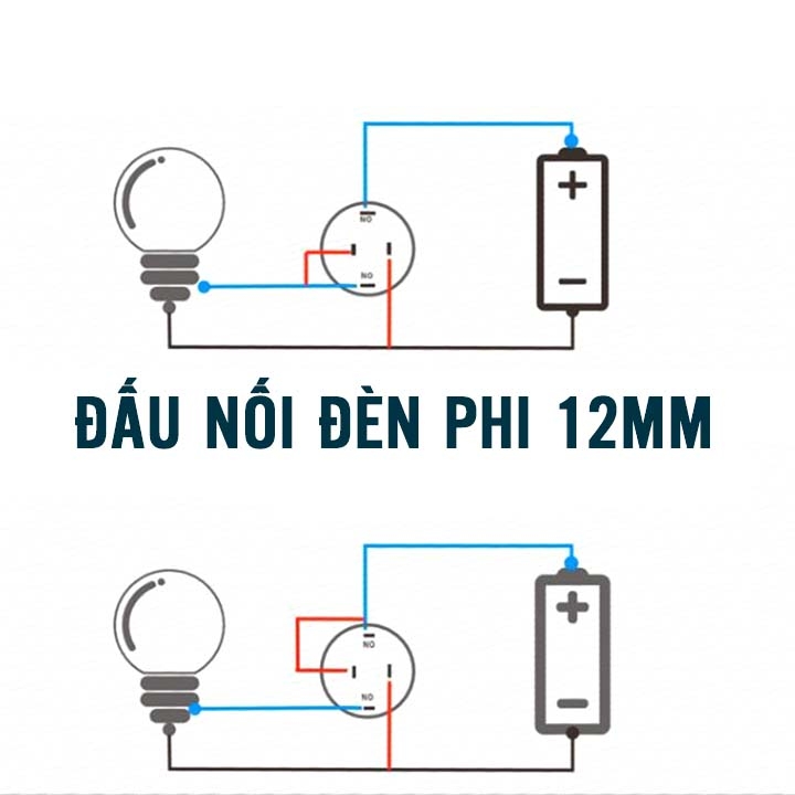 Nút nhấn kim loại 12mm có đèn 12V