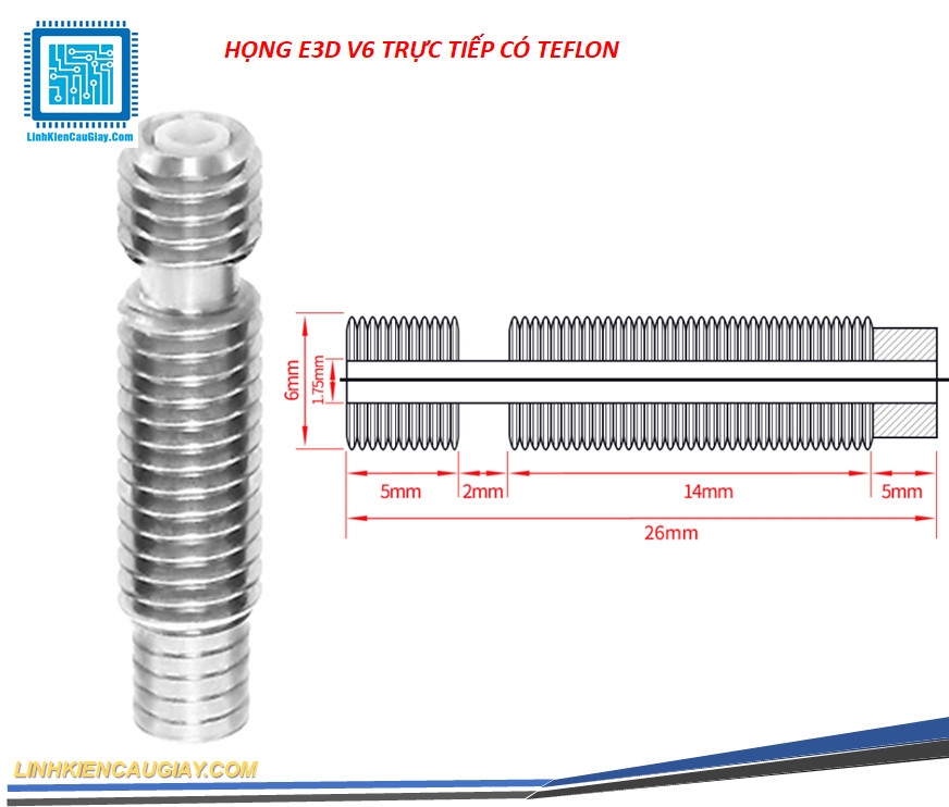 HỌNG DẪN NHỰA E3D V6 1.75MM TRỰC TIẾP CÁC LOẠI