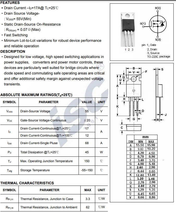 Linh kiện IRFZ24N DIP TO-220