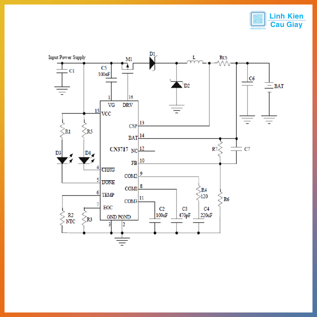 Linh kiện IC nguồn CN3717 chân dán TSSOP16