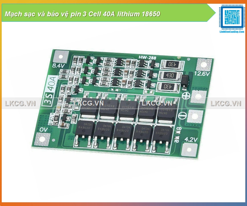 Mạch sạc và bảo vệ pin 3 Cell 40A lithium 18650