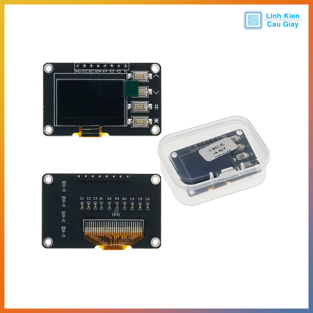Màn hình Oled trắng 0.96 Inch tích hợp 4 nút bấm giao tiếp I2C SSD1315