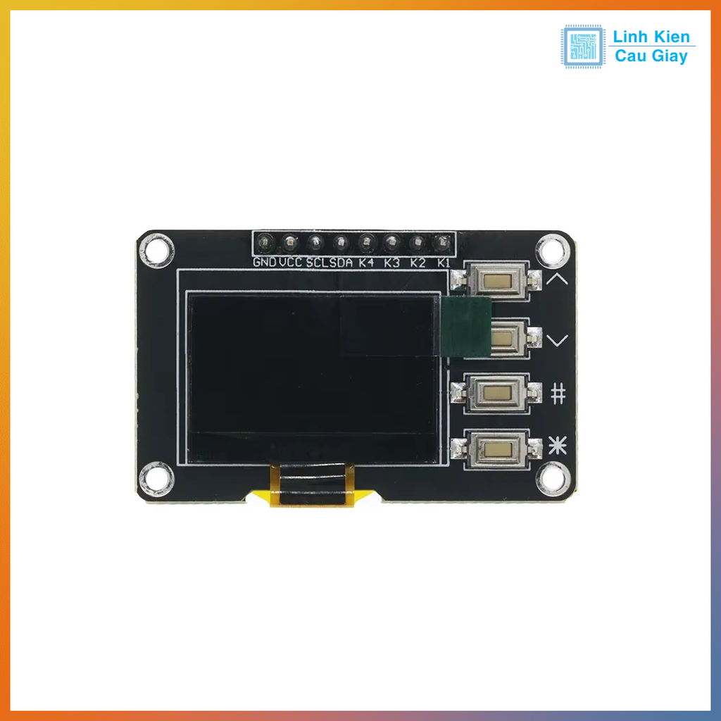 Màn hình Oled trắng 0.96 Inch tích hợp 4 nút bấm giao tiếp I2C SSD1315
