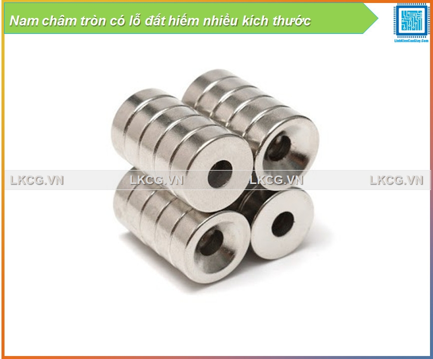 Nam châm tròn có lỗ đất hiếm nhiều kích thước