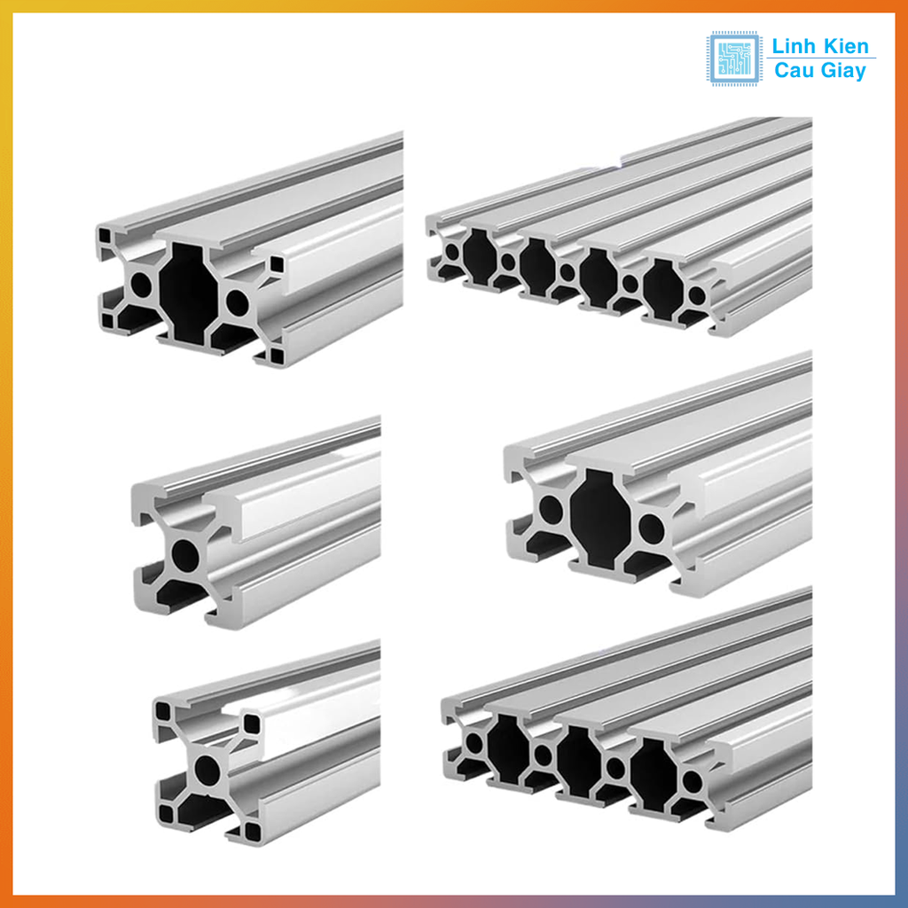 Nhôm định hình tiêu chuẩn EU 2020, 2040, 2060, 2080, 20100 (1 mét)