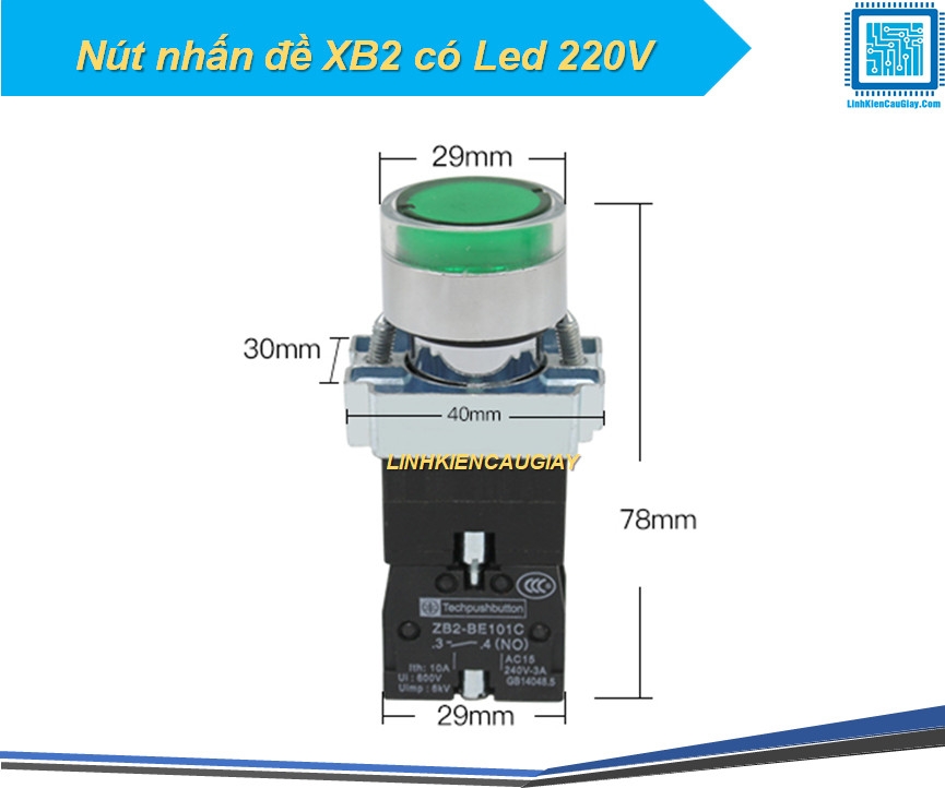 Nút nhấn đề XB2 có Led 220V