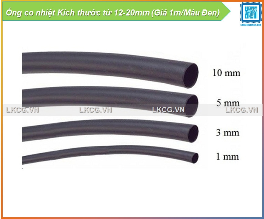 Ống co nhiệt Kích thước từ 1-20mm (Giá 1m/Màu Đen)