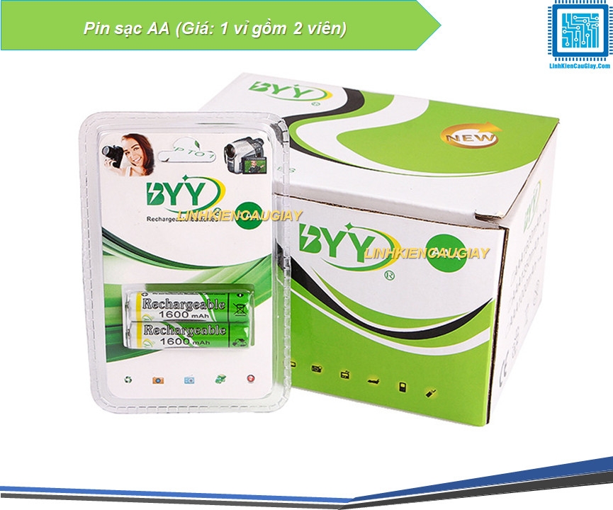 Pin sạc AA (Giá: 1 vỉ gồm 2 viên)