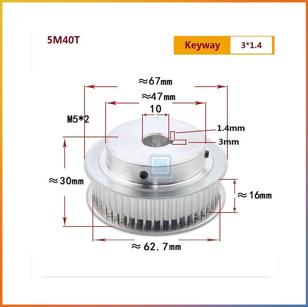 Puly 5M kiểu BF 44 răng Rộng 15mm