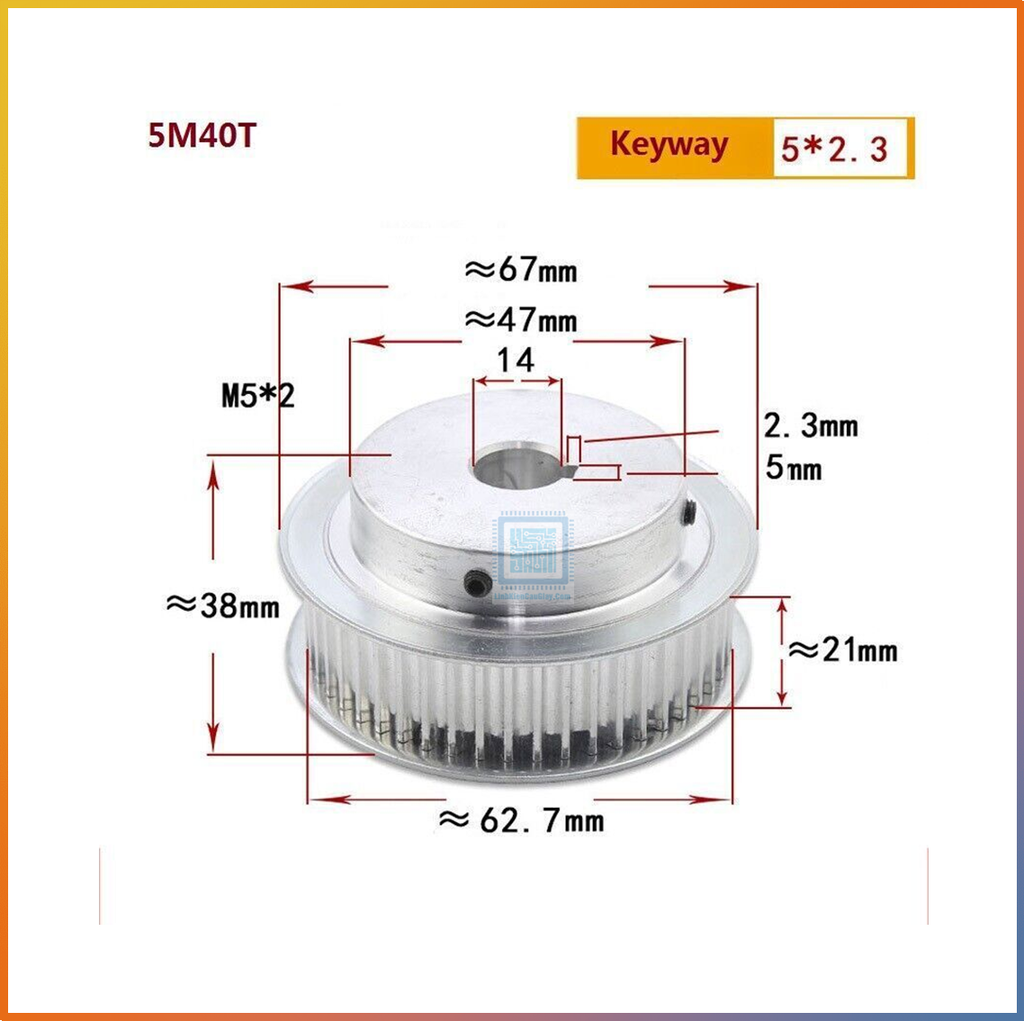 Puly 5M kiểu BF 44 răng Rộng 15mm