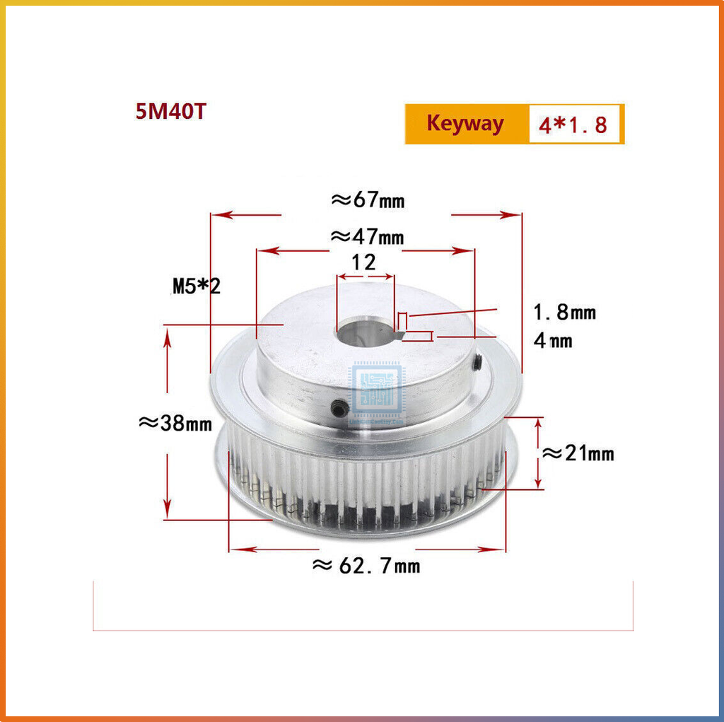 Puly 5M kiểu BF 44 răng Rộng 15mm