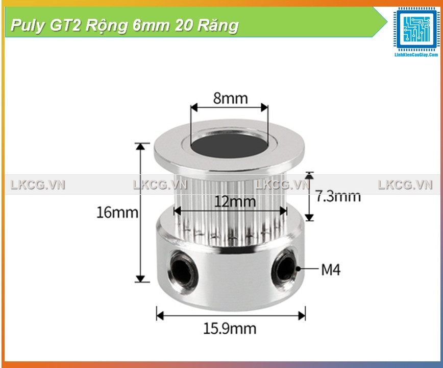 Puly GT2 Rộng 6mm 20 Răng